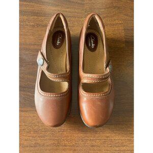 Clarks Artisan Womens 7.5 Brown Leather Mary Jane Comfort Shoes